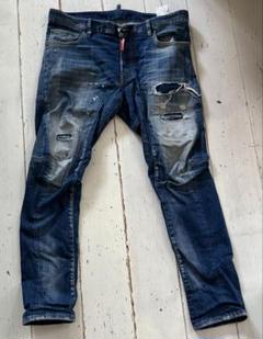 DSQUARED2 バイカー ダメージ加工 ダークブルー デニムパンツ