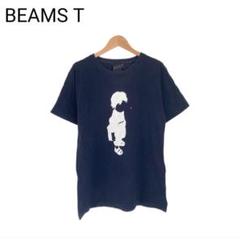 ビームス　アート　Tシャツ　プリント　ネイビー　メンズ　半袖　人物　丸首　M