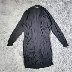 レプシィム　長袖ロングカーディガン　ボタンレス　ガウン　羽織り　黒　薄手　F