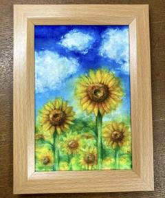 水彩画「ひまわりのように前を向く」直筆　原画＋オラクルカードリーディング