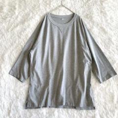 ユニクロU 【XL】クルーネック Tシャツ メンズ グレー 五分袖 綿100%