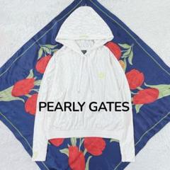 パーリーゲイツ♡PEARLYGATES 総柄メッシュプルパーカー ロゴ S 白♪