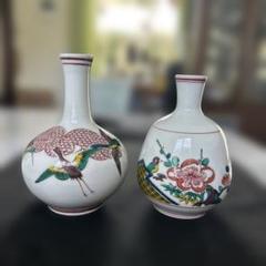 九谷焼 角福印 色絵 花鳥紋 花瓶