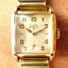 【値下げ】腕時計　エルジン　ELGIN　スモセコ　手巻き　修理保証書付き　美品 HB-0036| エルジン USA製 スモールセコンド 14K GOLD FILLED 角