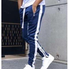 【SALE】スウェット ズボン ストレッチ ジョガーパンツ スキニー 紺 L
