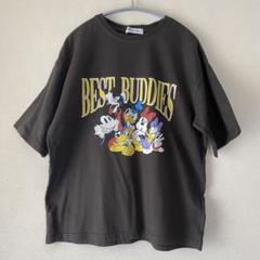 ディズニー キャラクター プリント Tシャツ 半袖 オーバーサイズ ダークグレー