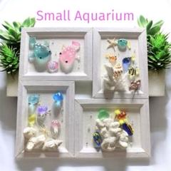 シーグラスアート❣️ミニ水族館　4つのアクアリウム　海アート　海の生き物