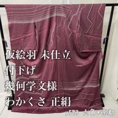 仮絵羽 未仕立 付下げ わかくさ 幾何学文様 正絹 y573 - メルカリ
