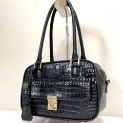 レザージュエルズ ハンドバッグ クロコ型押し 肩掛け ゴールド