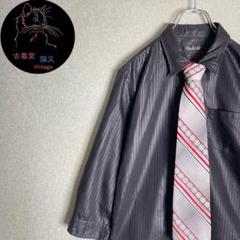 ✭ネクタイシャツ　Tornado　Mart　黒　光沢　ストライプ　日本製　M✭