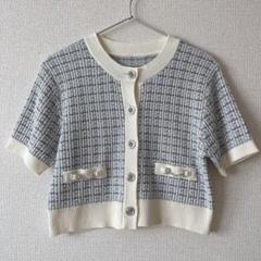【INGNI】ツイード半袖カーディガン ブルー　Mのサムネイル