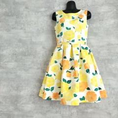 極美品Chesty 花柄ワンピース ノースリーブ S 黄色 フレア A ライン