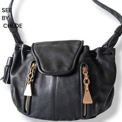 シーバイクロエ　ショルダーバッグ　2way　レザー　黒　ベージュ　肩掛け　斜め掛 シーバイクロエ See by Chloe バッグ ショルダーバッグ 斜めがけ