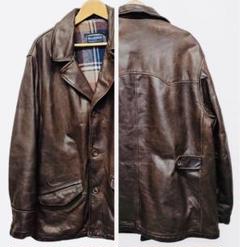 人気アイテム Euro Vintage model イタリア カーコート ビックサイズ 本革 ジャケット・アウター