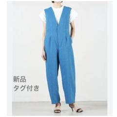 【新品タグ付き】水しぶきビジューサロペット　サイズ36 ブルー 新品タグ付き】水しぶきビジューサロペット サイズ36 ブルー