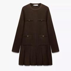 ショート丈プリーツニットドレス - ブラック | ZARA Japan / 日本