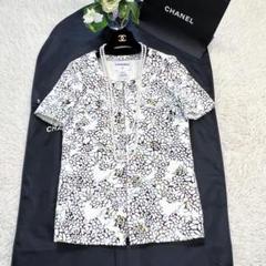 美品★CHANEL★総刺繍★カメリア★ツイード★ノーカラー★ジャケット 極美品 CHANEL シャネル ツイード ジャケット マルチカラー