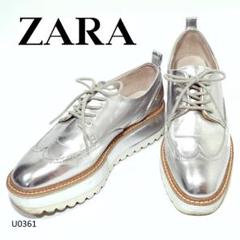 ZARA ドレスシューズ 厚底 レースアップ ウイングチップ 37