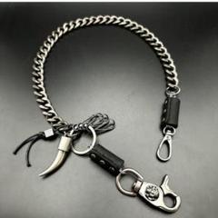 【再販】ウォレットチェーン　喜平　財布　銀　牙　髑髏　アメカジ　ヴィンテージ
