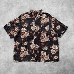 GEORGE オーバーサイズ レーヨン アロハシャツ XL ブラック 花柄