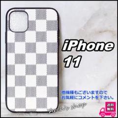 チェック柄 iPhoneケース iPhone11 ホワイト&ブラック お洒落