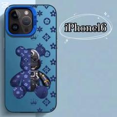 iPhone16ケース　ブルー　青　クマ　ベア　ベアブリック　韓国　可愛い