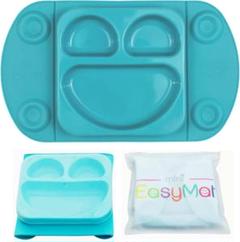 ひっくり返らない ベビー食器セット【 EasyMat ミニ (ティールブルー)