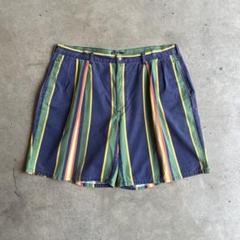 独特の上品 Lauren Ralph 90s バギーワイドチノショーツ W38 ストライプ パンツ