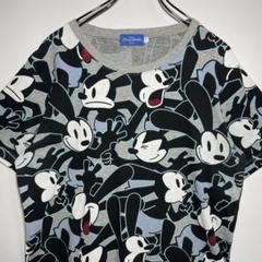 ディズニー　Tシャツ　サイズL OSWALD 総柄　デカロゴ　希少　古着
