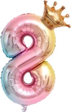【8】王冠付きバルーン グラデーション 誕生日 記念日 飾りつけ