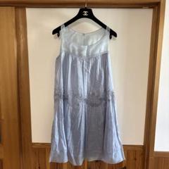 ERMANNO SCERVINO レースワンピース 長袖 38 ネイビー エルマノシェルビーノ ermanno scervino カットレースブラウス