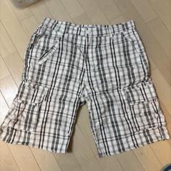 ディーラックス カーゴ ハーフパンツ ショートパンツ W34 チェック柄 白 黒のサムネイル
