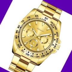 90在庫わずか 新品☆メンズ ビジネス クォーツ 腕時計 ゴールド×ゴールドのサムネイル