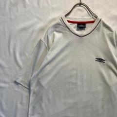 00s UMBRO Tシャツ L ホワイト ワンポイント 刺繍ロゴ