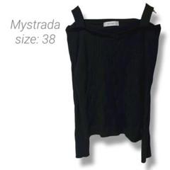 【マイストラーダ】Mystrada 肩出しリブニットトップス 38 黒色 長袖