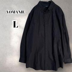ヴォマーニ 　長袖ボタンダウンシャツ　くるみ比翼ボタン　黒　Ｌサイズ　4706