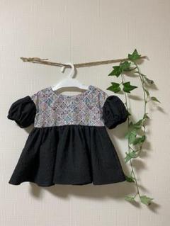 お値下げします。ハンドメイドウエストギャザーチュニックブラウス　90cm