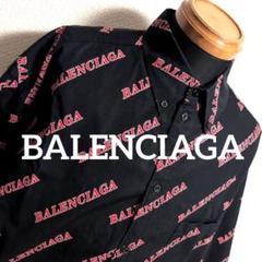 ef23 BALENCIAGA 長袖シャツ 総柄 黒×赤 メンズ4L相当