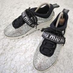 MiuMiu●レディースグリッターフラットフォームスニーカー グリッター MiuMiu(ミュウミュウ) スニーカー(レディース