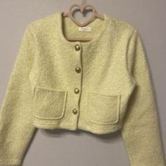淡い黄色 ツイード ジャケット SPB ノーカラーVツイードジャケット M - メルカリ