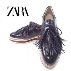 ZARA BASIC オックスフォード レースアップ 厚底 タッセル エナメル