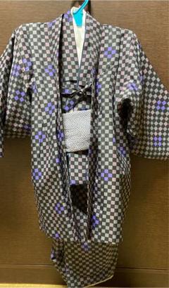 ウールの着物・羽織アンサンブル kk411 濃紺地 120サイズ 7-8才 新品 ウールの着物・羽織アンサンブル kk411 濃紺地 120サイズ 7-8才 新品