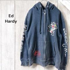 ★2qnxu様★希少 Ed Hardy ジップアップパーカー Ed Hardy エドハーディー ed hardy ジップ パーカー 長袖 十字架