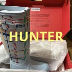 HUNTER チェック柄 長靴 ブルーロング丈 - メルカリ