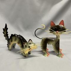 A-618 《猫たちの午後》メタルオブジェ 2個セット（ハンドメイド）