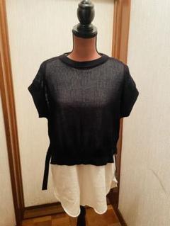 ラッシュド　メッシュニットベストレイヤードカットソー　タンクトップ　セットアップのサムネイル