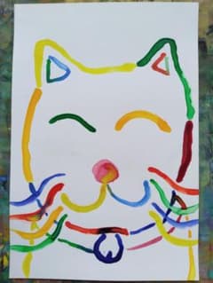 猫ネコ1点物ポストカードサイズ原画水彩画肉筆