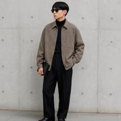 HARE オーバーサイズ チェック柄シャツジャケット スナップボタン ブラウン系