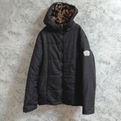 クイックシルバー　QUIKSILVER ダウンジャケット【L】黒　ロゴ　裏地迷彩