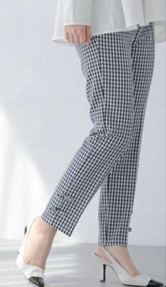 新発売 新商品 Fit PS フィットモア 裾リボンギンガムテーパードパンツ more パンツ
